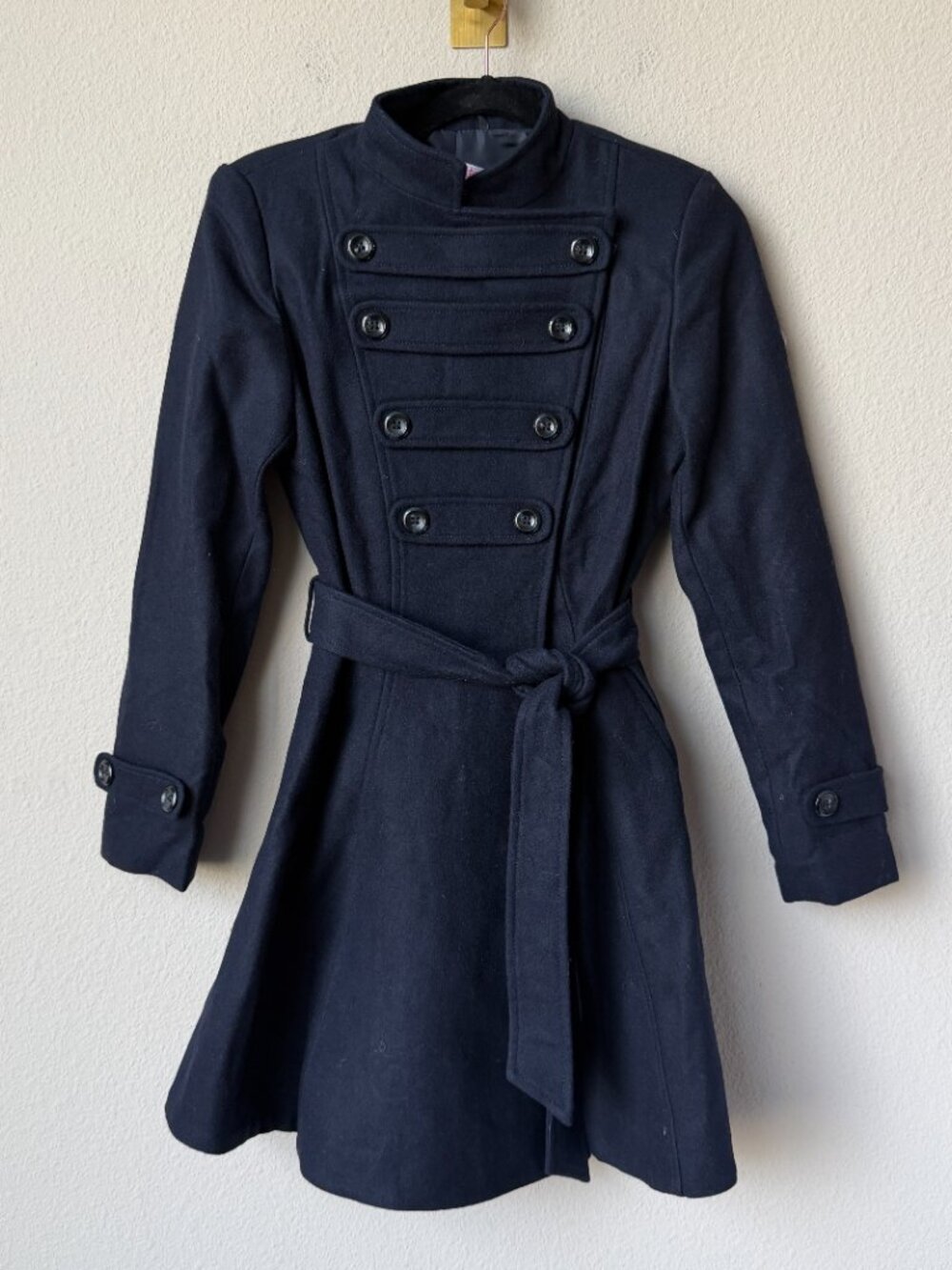 ASOS Petite Black Wool Military Flared Peacoat Size 2 - Picture 2 of 6